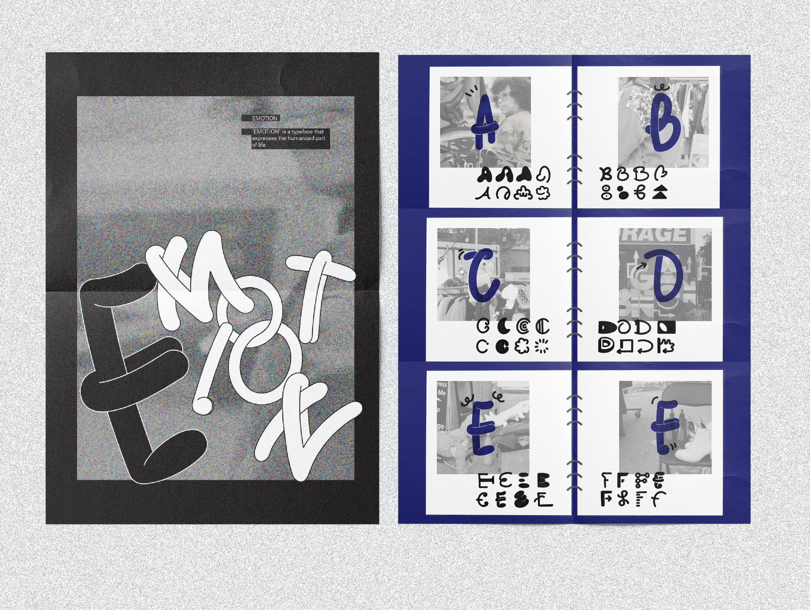 Poster graphics + typographic book spreads