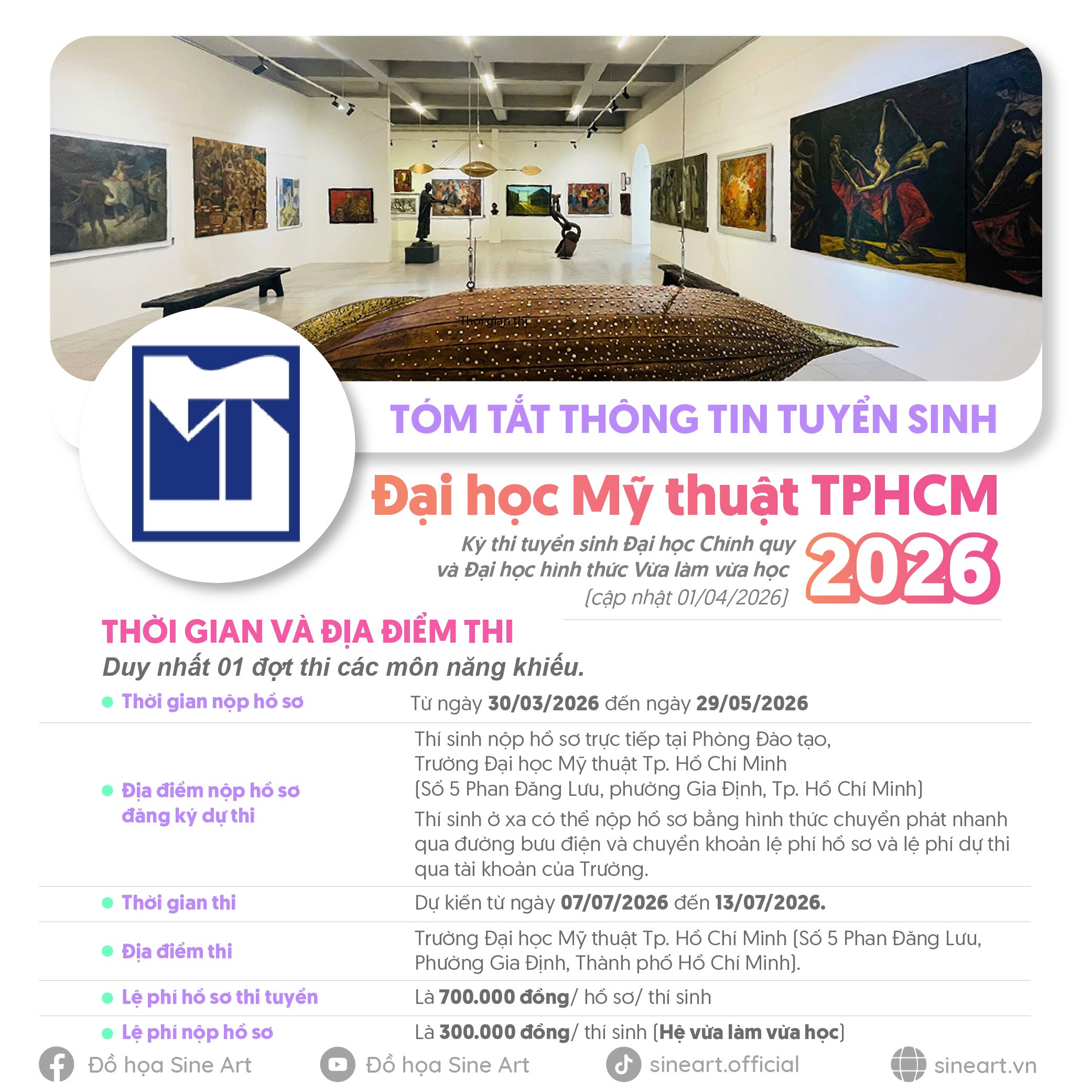 Tóm tắt thông tin tuyển sinh của trường ĐH Mỹ Thuật TPHCM năm 2026 (cập nhật 04/2026)