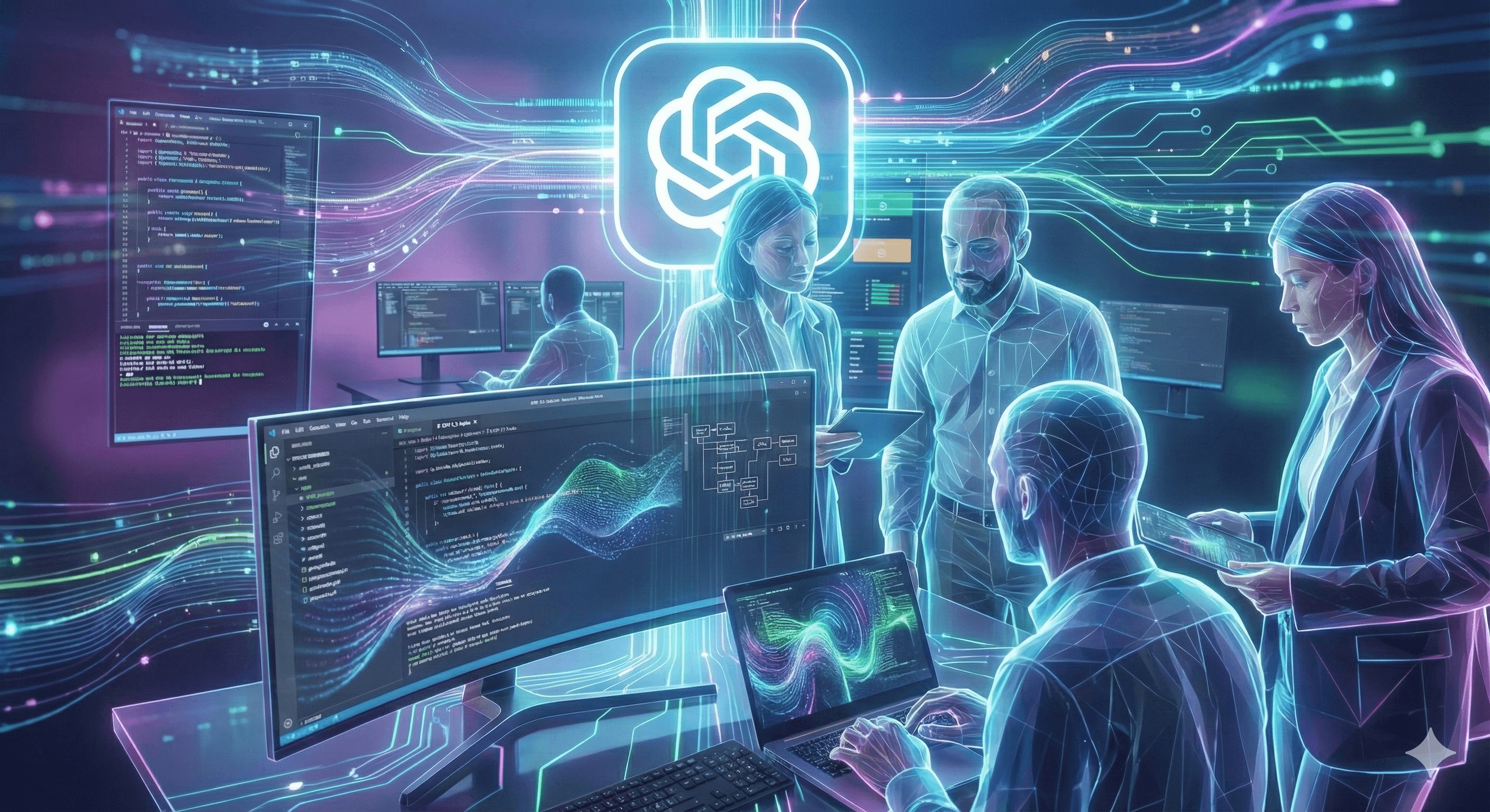 The image depicts a digital illustration of the DBS Bank AI infrastructure, featuring interconnected platforms labeled "Google Cloud" and "Glean," highlighting a SGD 750m value (2024) with stacks of coins symbolizing financial growth.