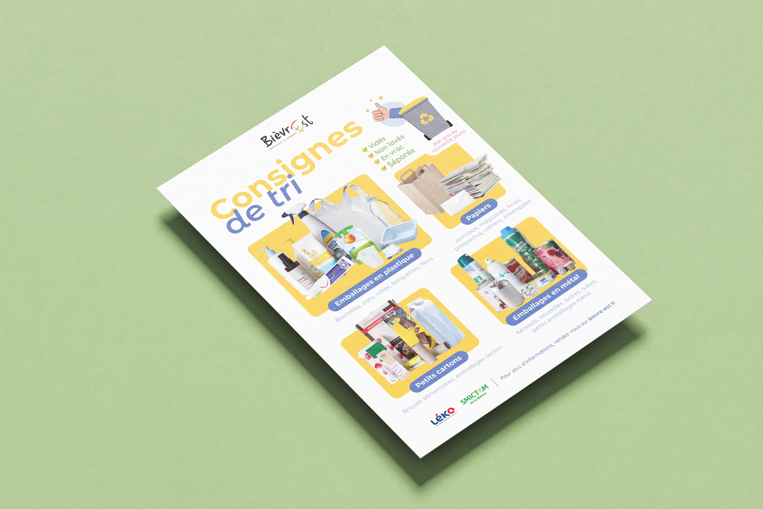 Mockup du sticker avec les consignes de tri.