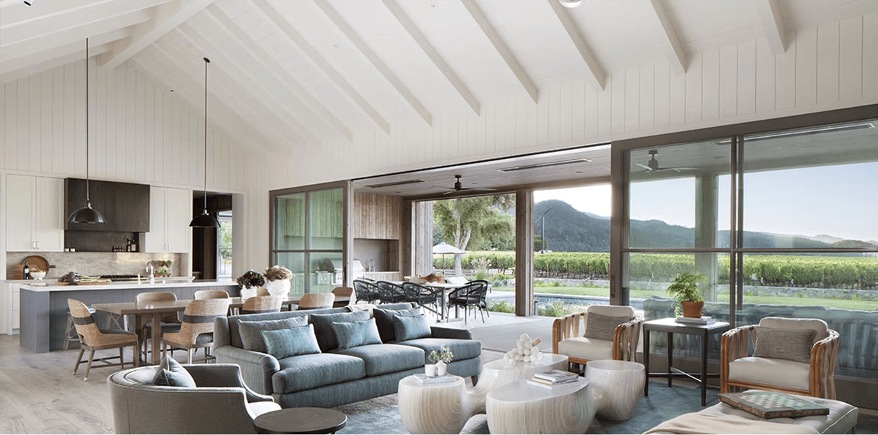 A joyful couple stands together.