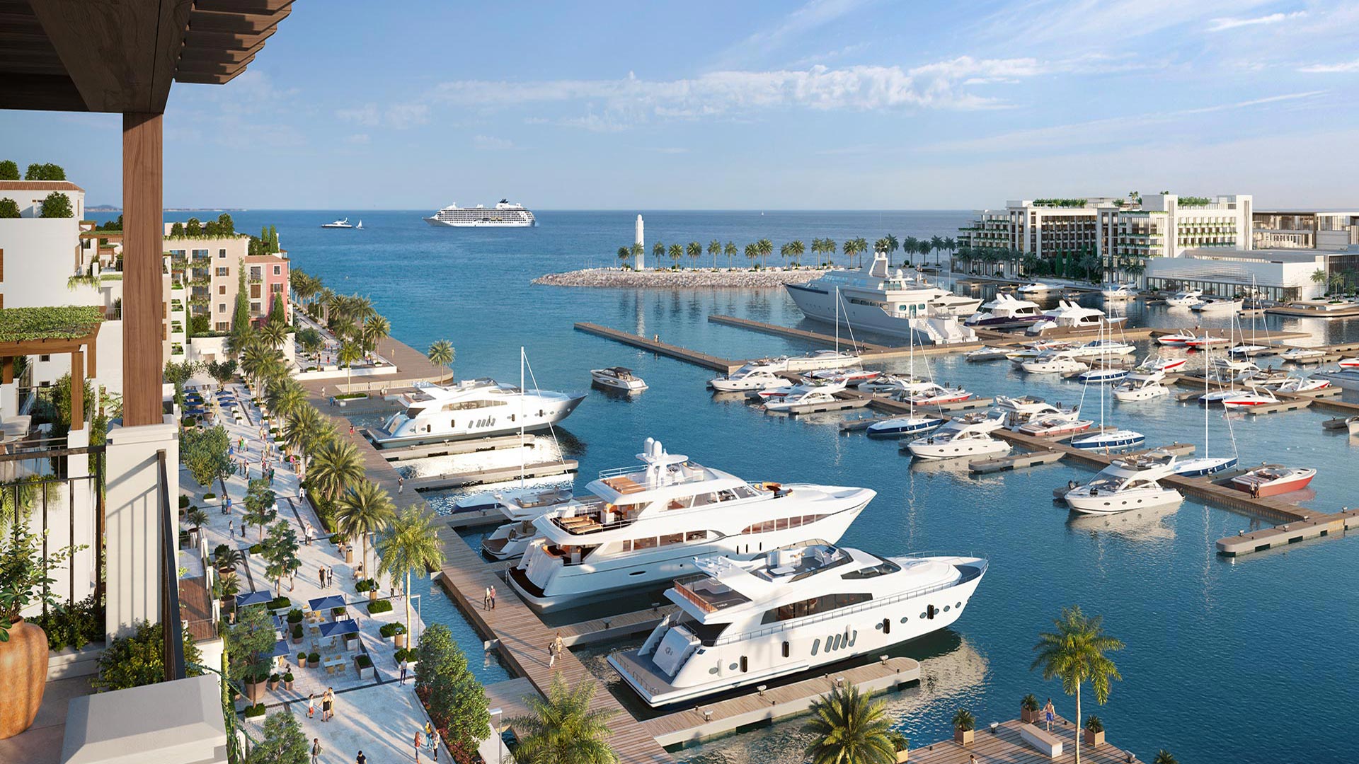 Development view of Port De La Mer a mega project in United Arab Emirates, supported by financial modelling