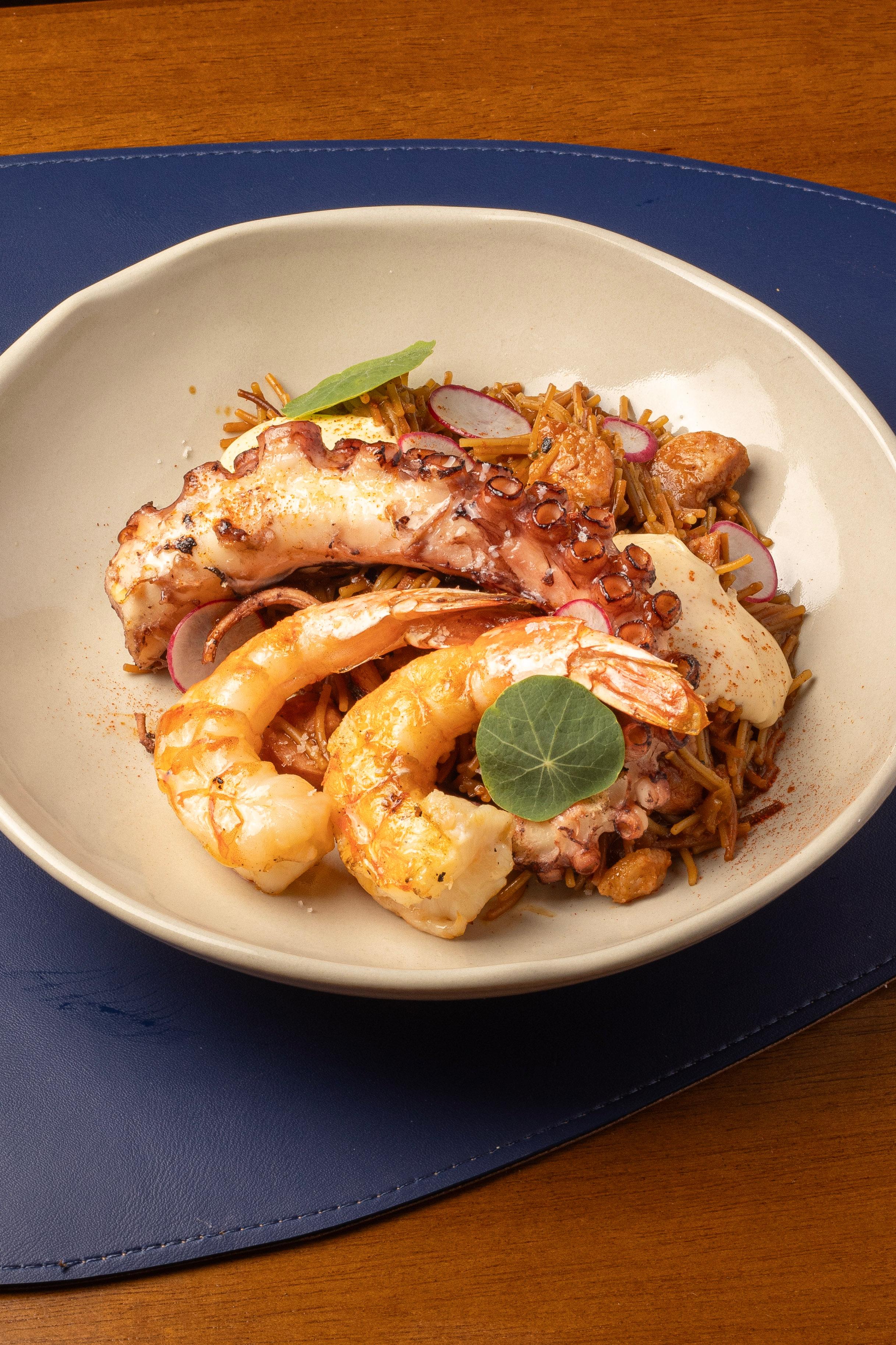 ALMA seafood dish with octopus and prawns