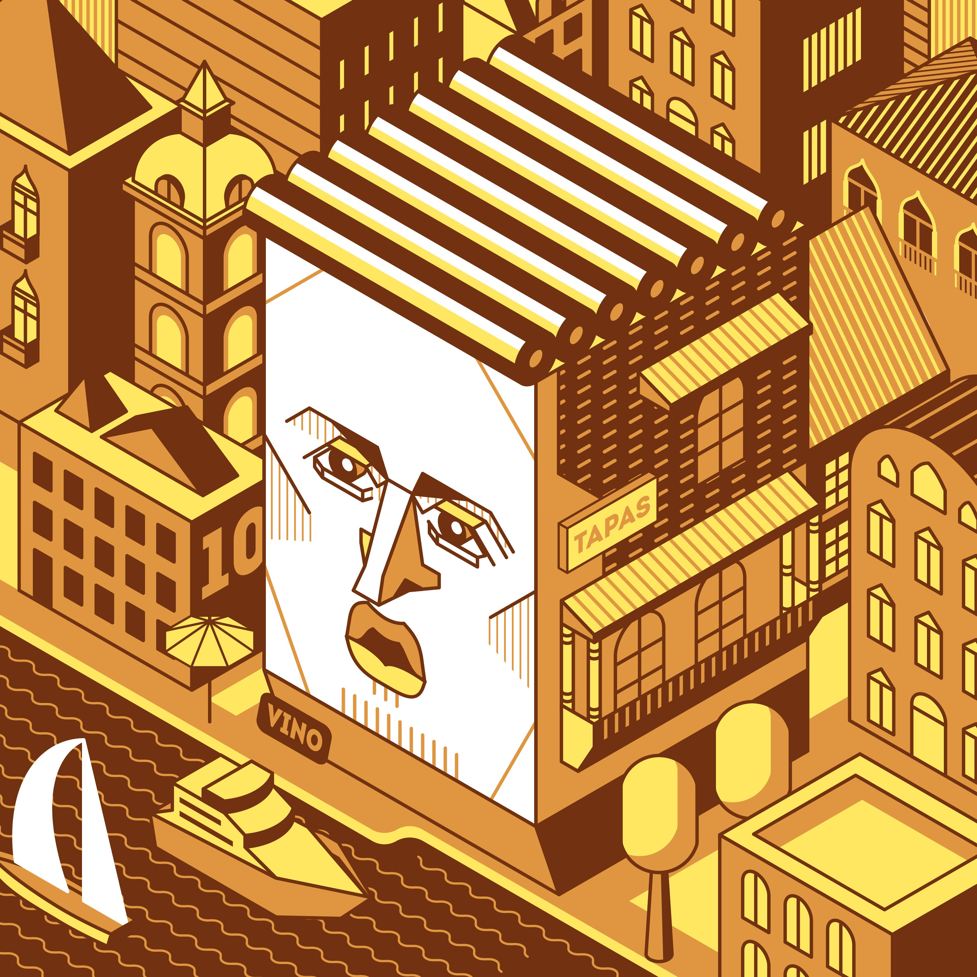 Isometric illustrative portrait of Thiago for the Tschuttiheftli 2021. The style is simple isometric vector illustration.