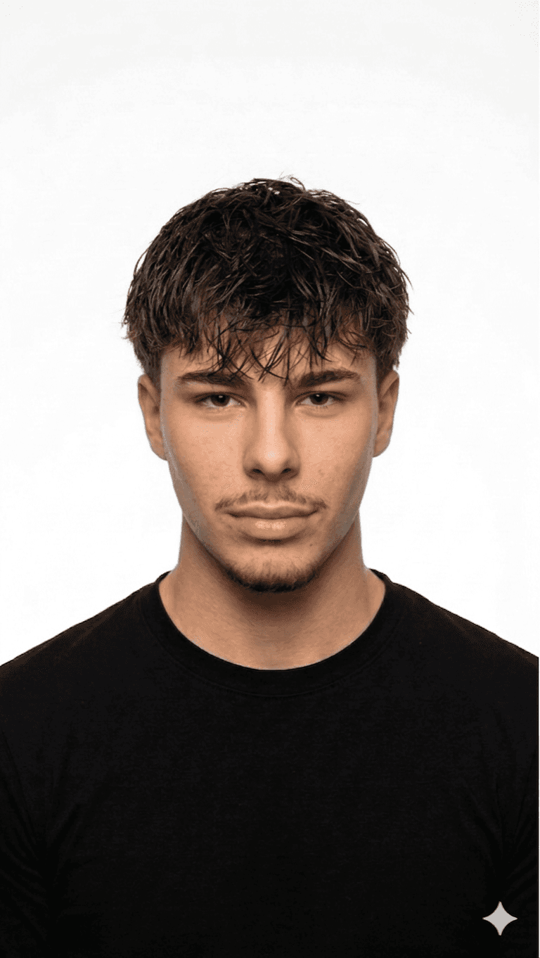 Profile portrait of a man in a grey shirt