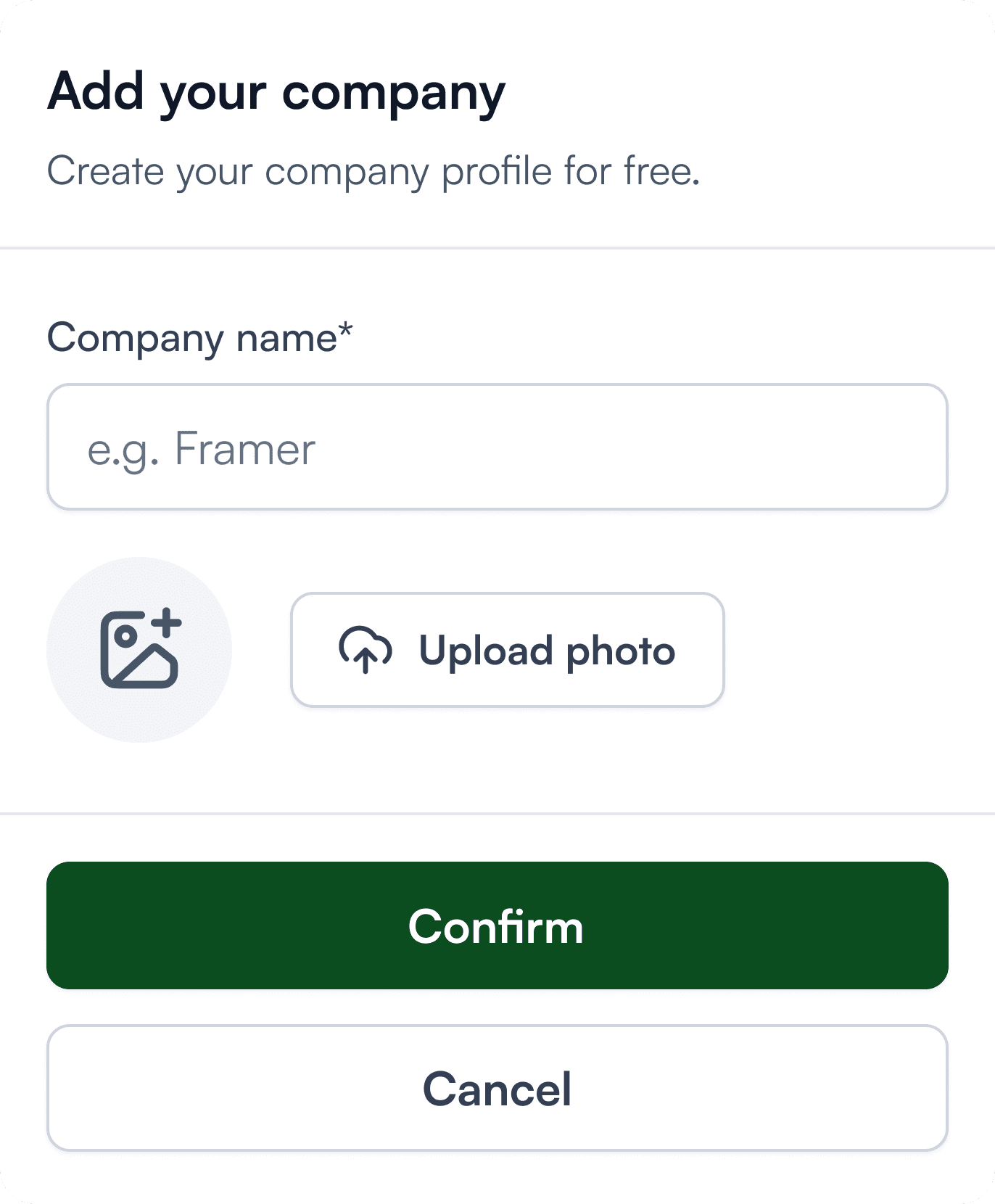 An "Add your company" modal interface