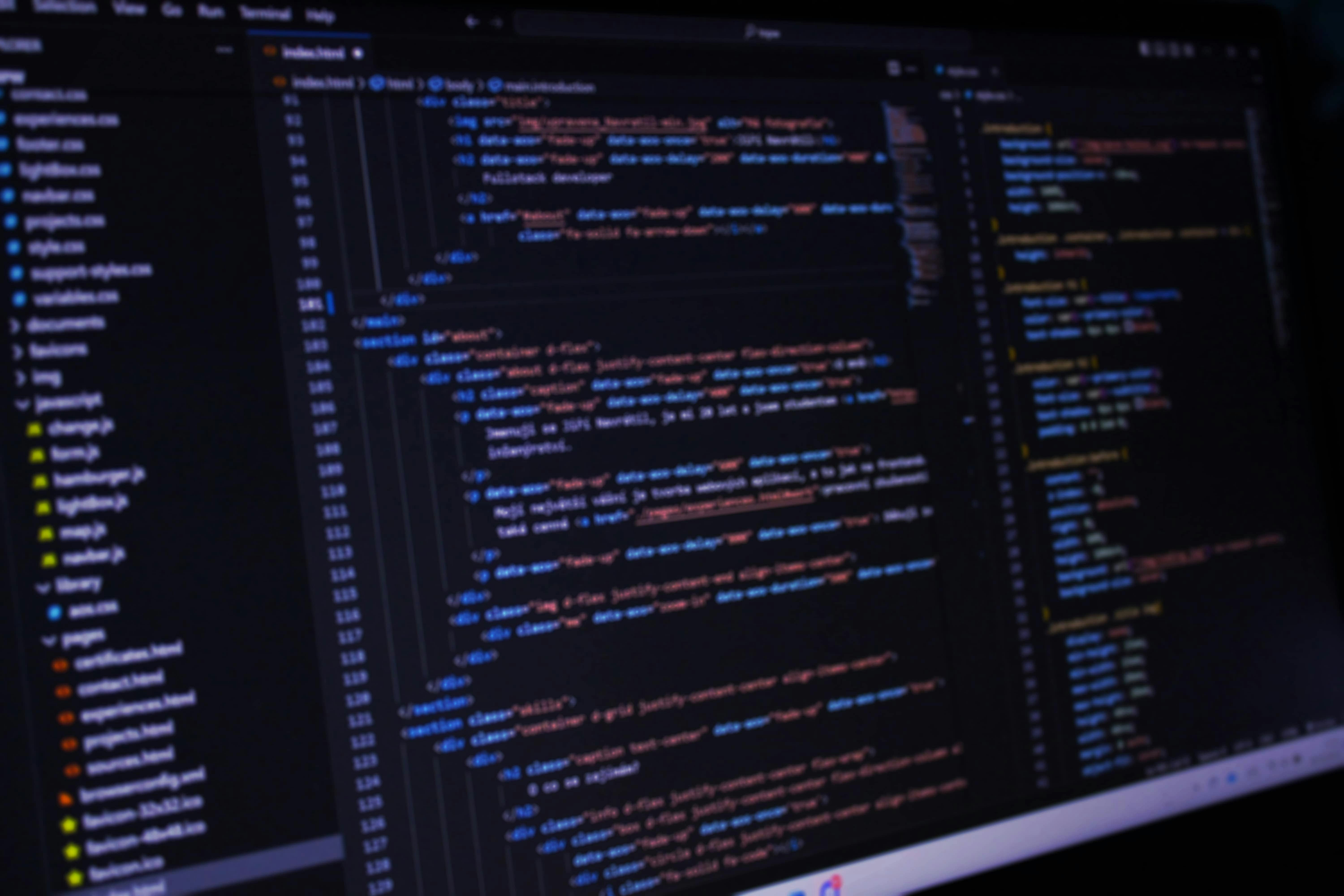 Computer screen with website code during technical optimisation for AI SEO and crawlability.