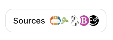 ChatGPT search button showing cited source publisher icons