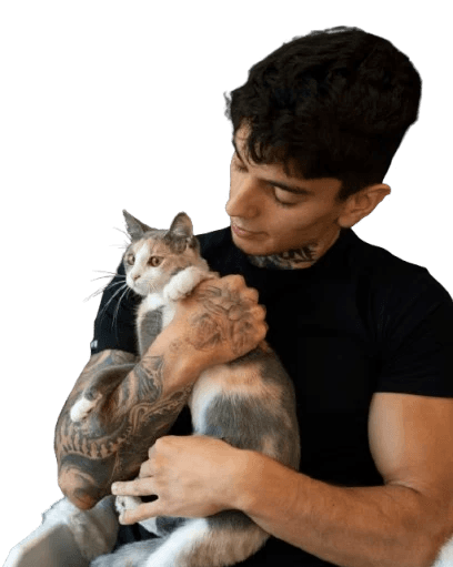 Familia feliz com seus pets