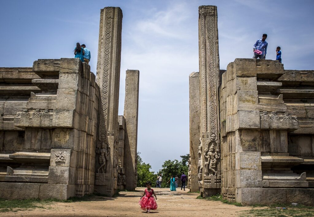 Raya Gopuram at Melkote. The huge unfinished structure is a popular tourist spot.