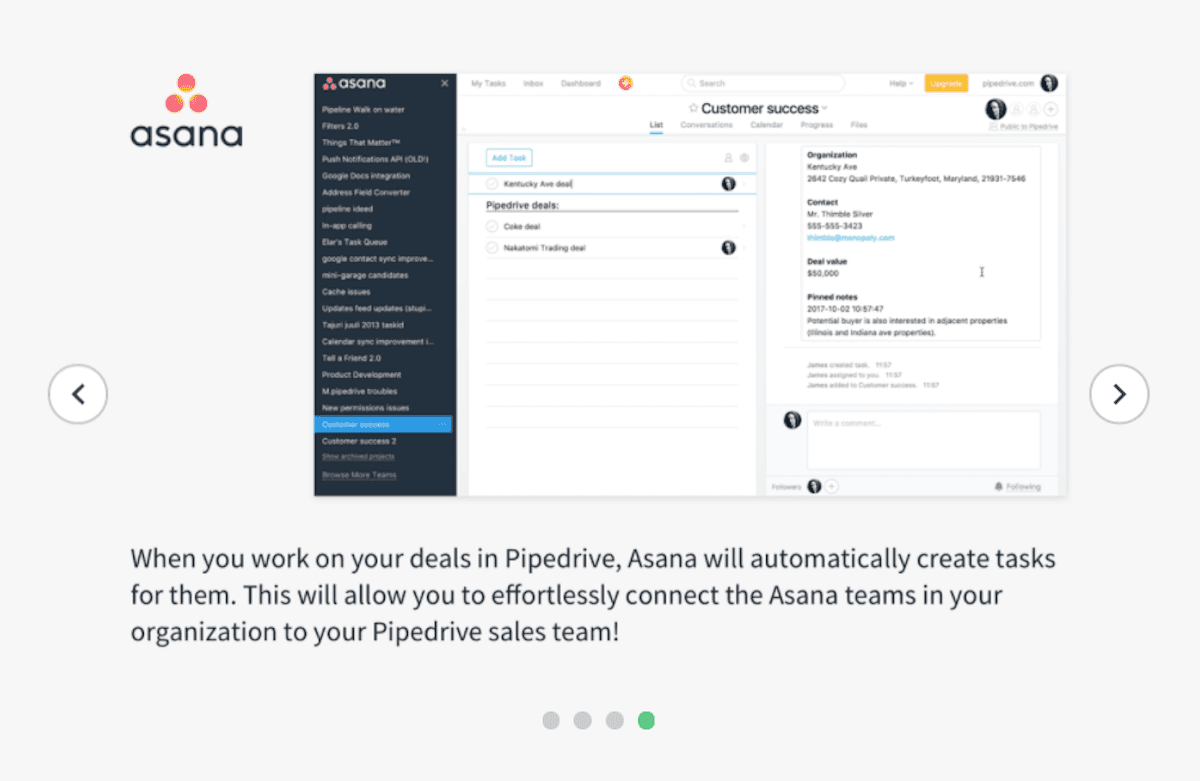 Pipedrive integrations: Asana