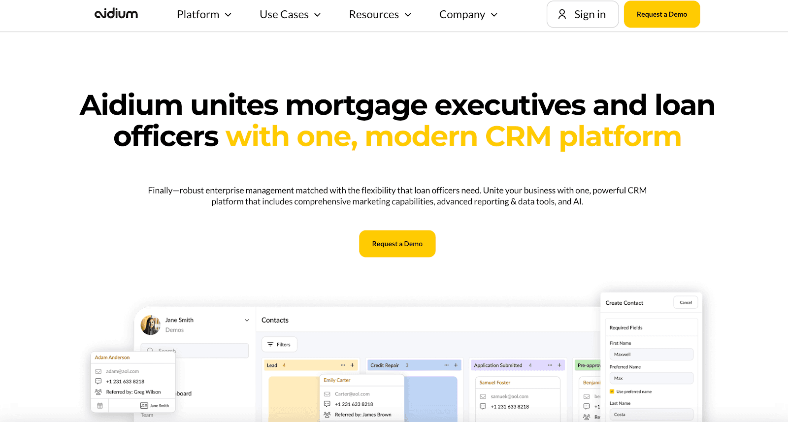 Aidium website homepage