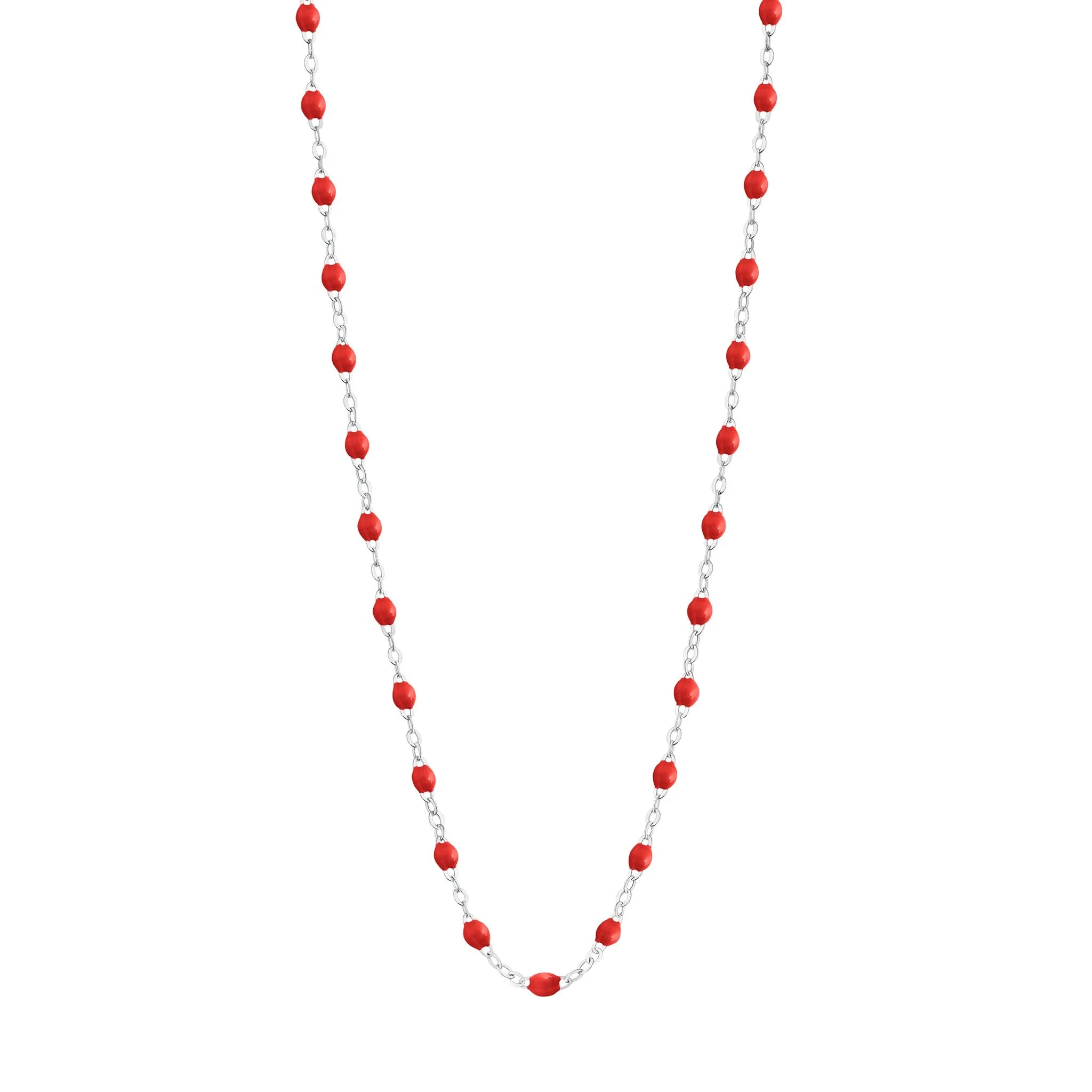 Collier coquelicot Classique Gigi, or blanc