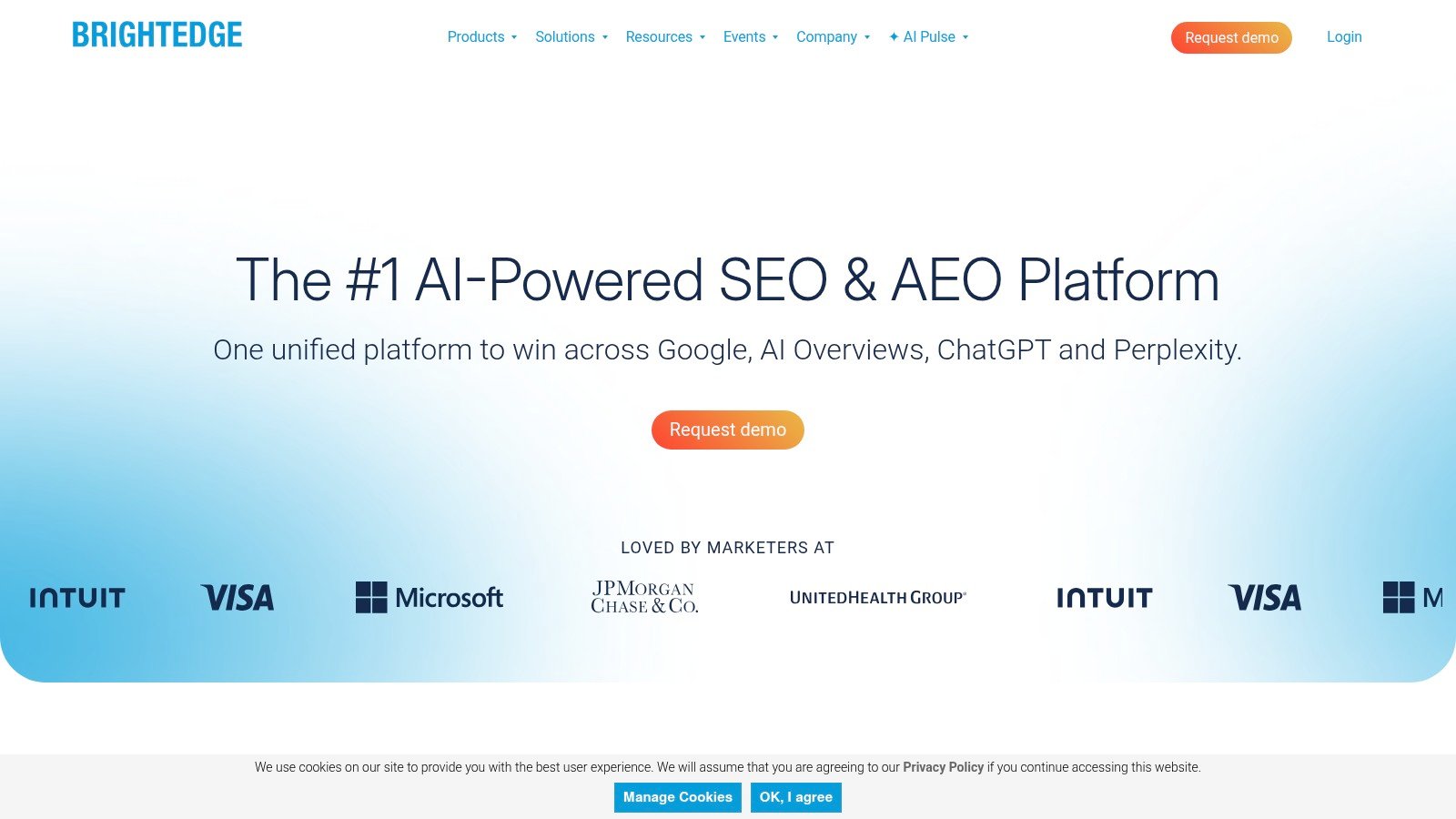 BrightEdge homepage and enterprise SEO platform