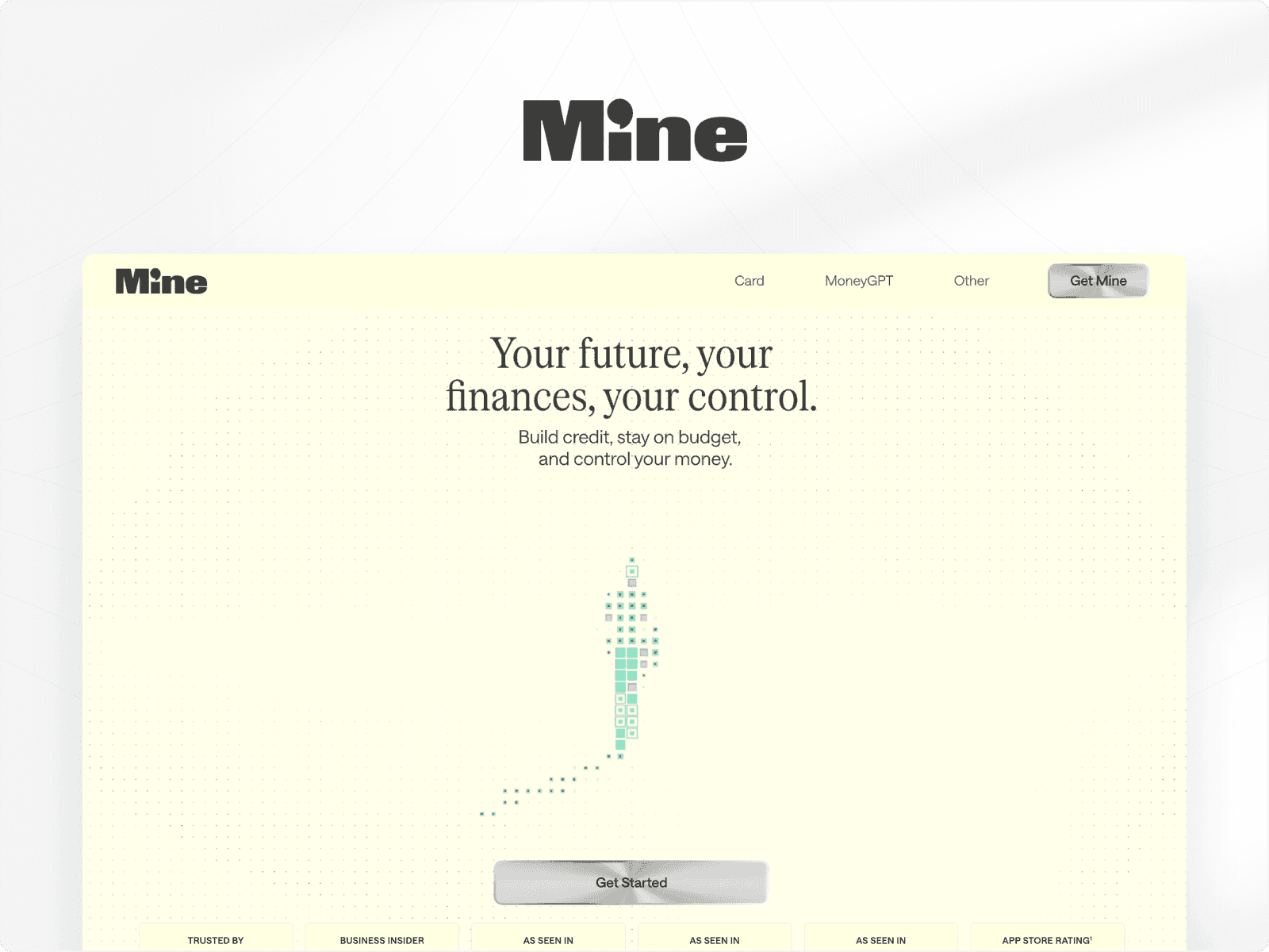 Mine hero section mockup