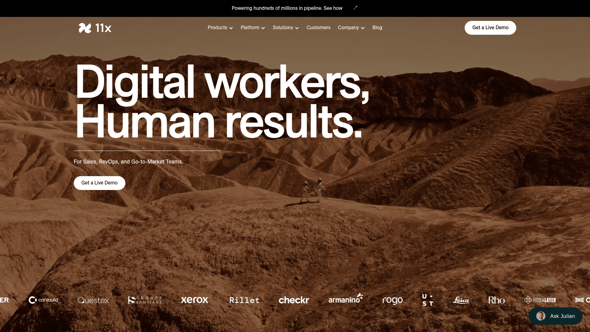 Screenshot of https://11x.ai