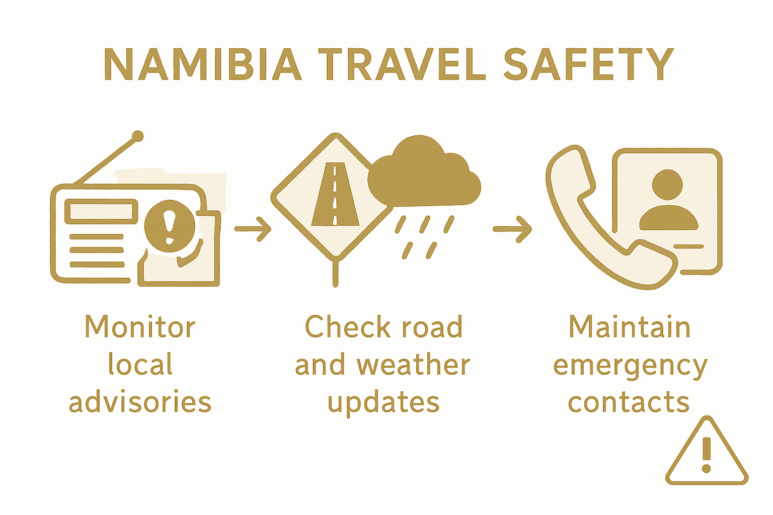Checklist infographic for Namibia travel safety