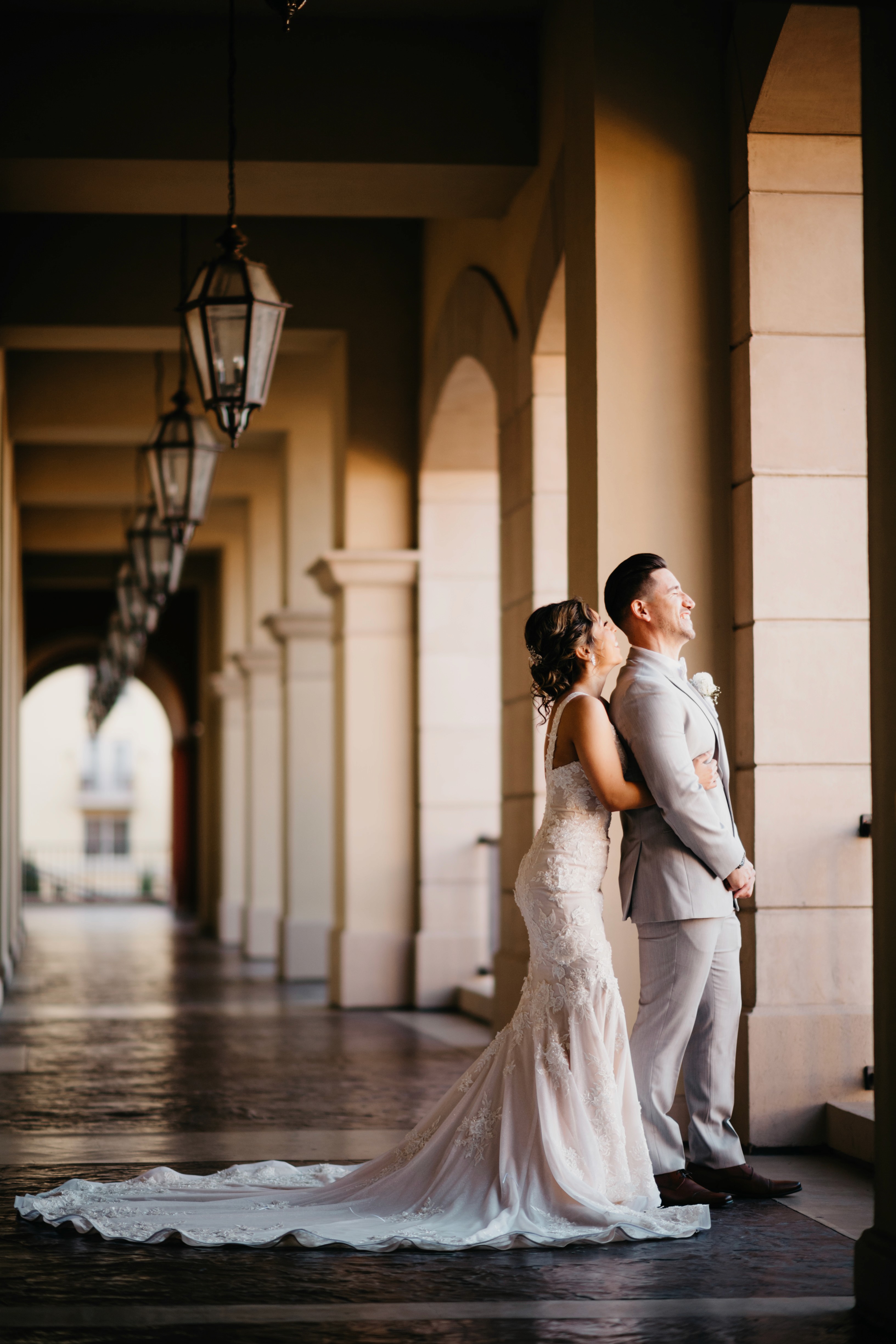 Editorial-style wedding portraits at Lake Las Vegas resort