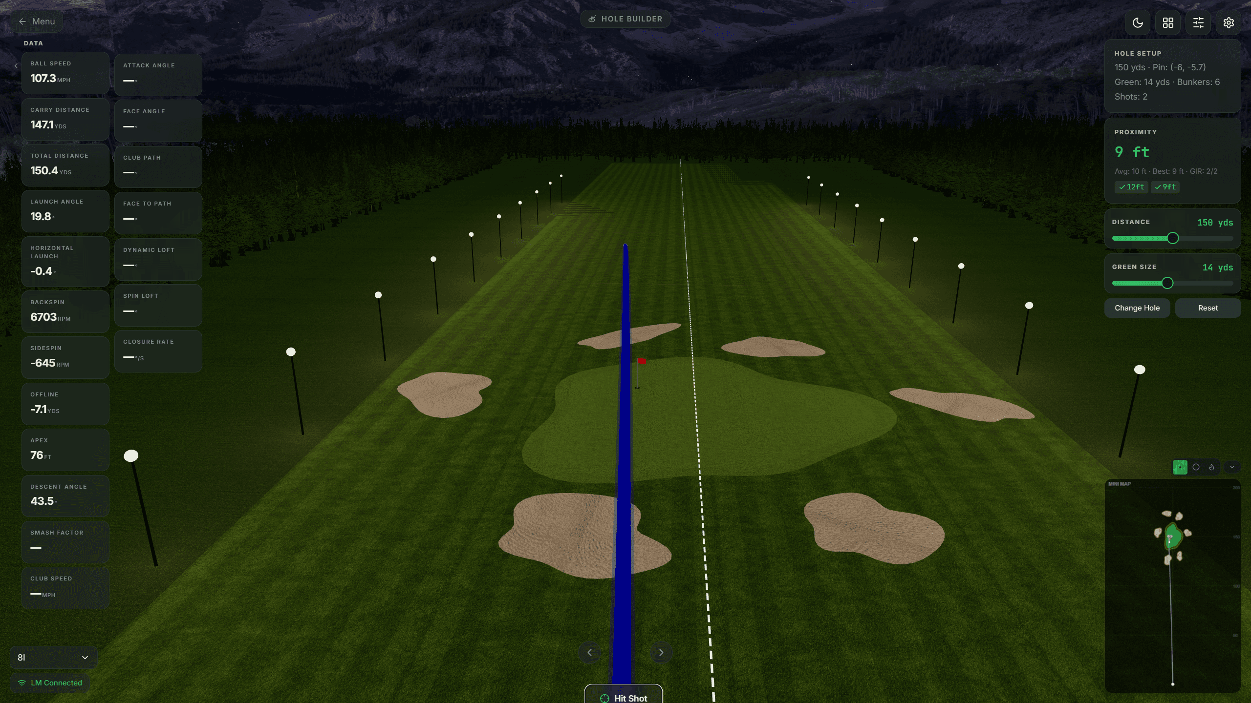 custom golf practice hole builder in ShotForge for creating personalized training scenarios