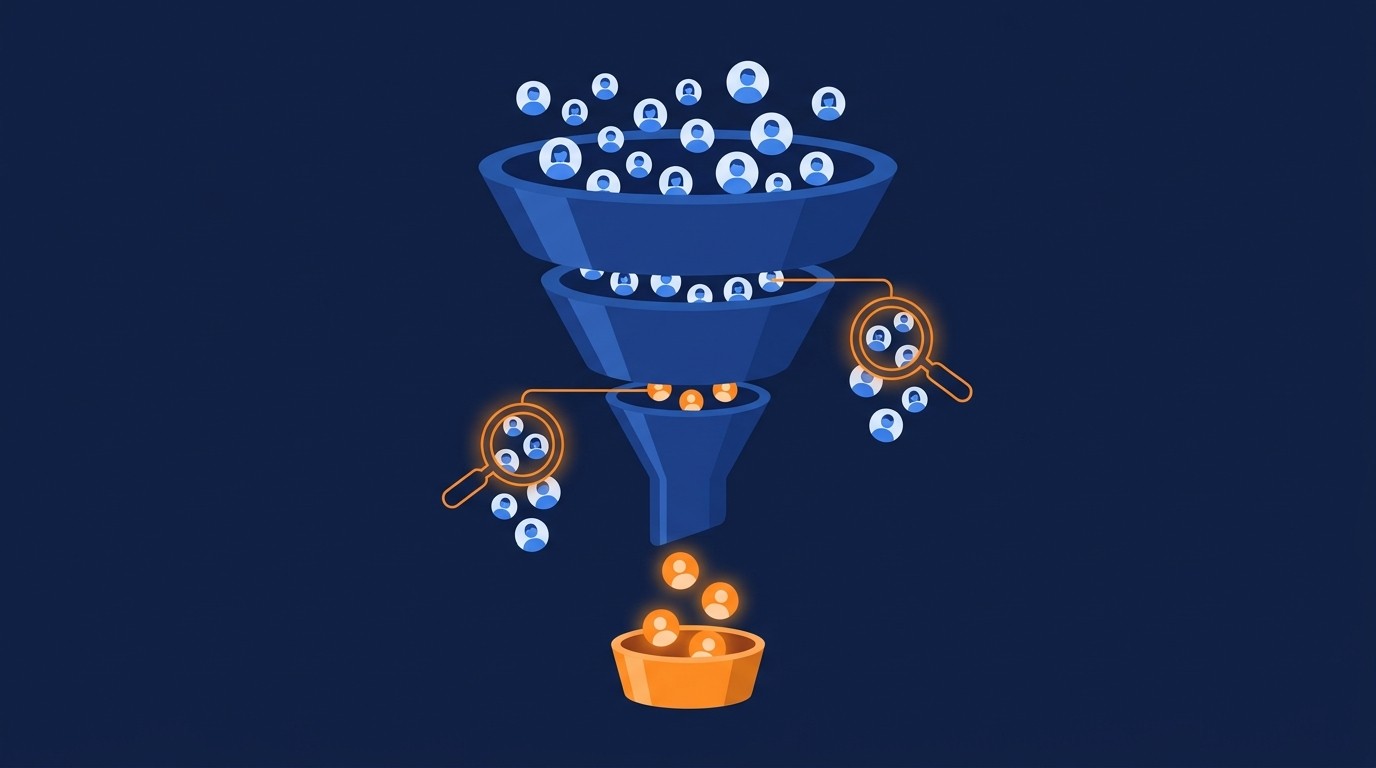 Conversion Funnel zur Conversion Rate Optimierung mit Besuchern und Leads