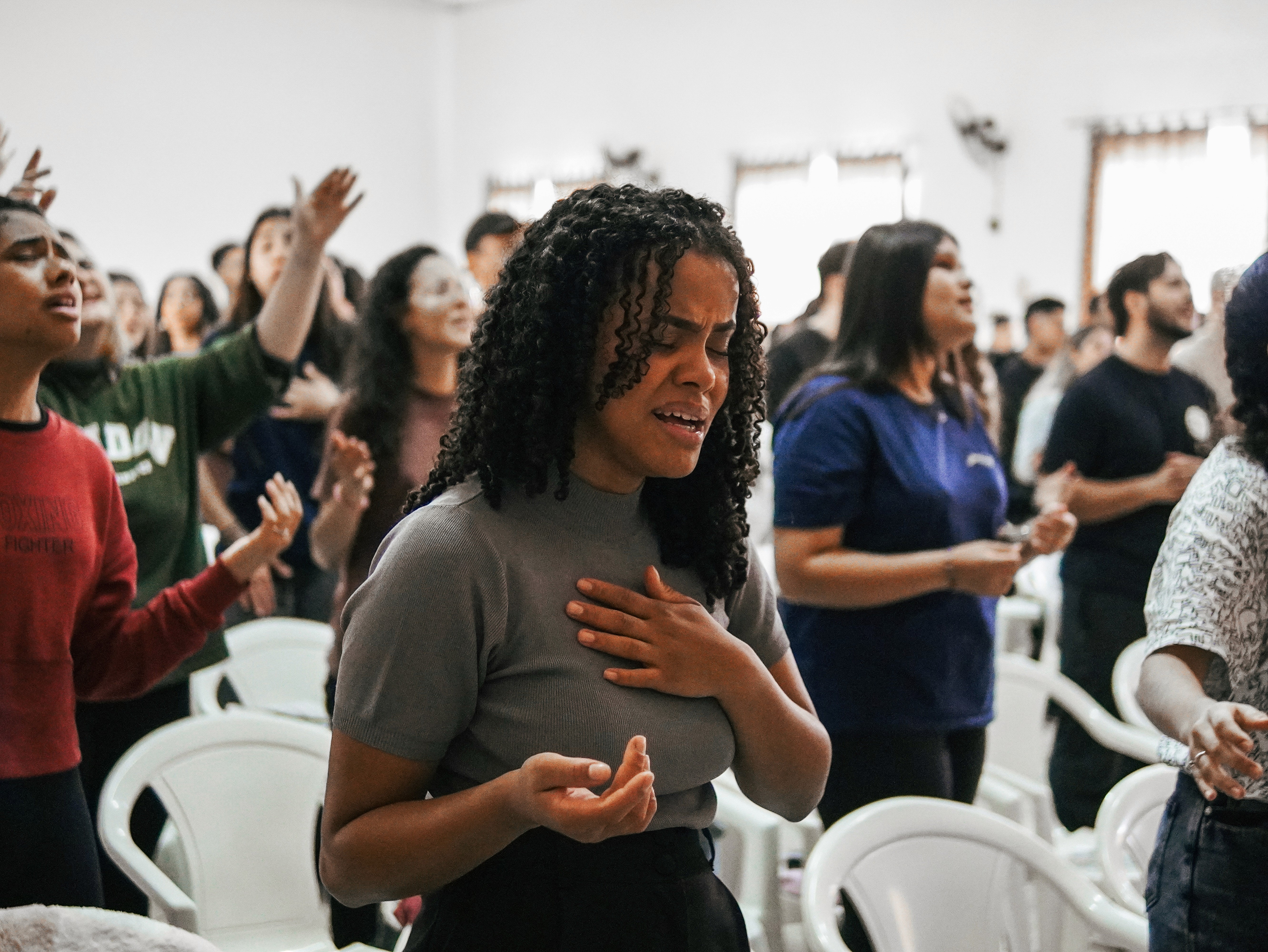 Looking up at a grand domed ceiling with columns