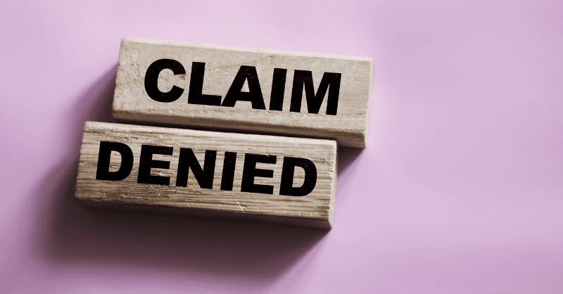 wood blocks, claim denied, purple background