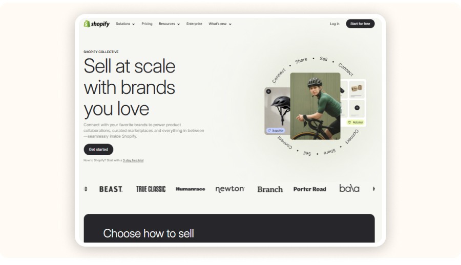 Shopify Collective homepage