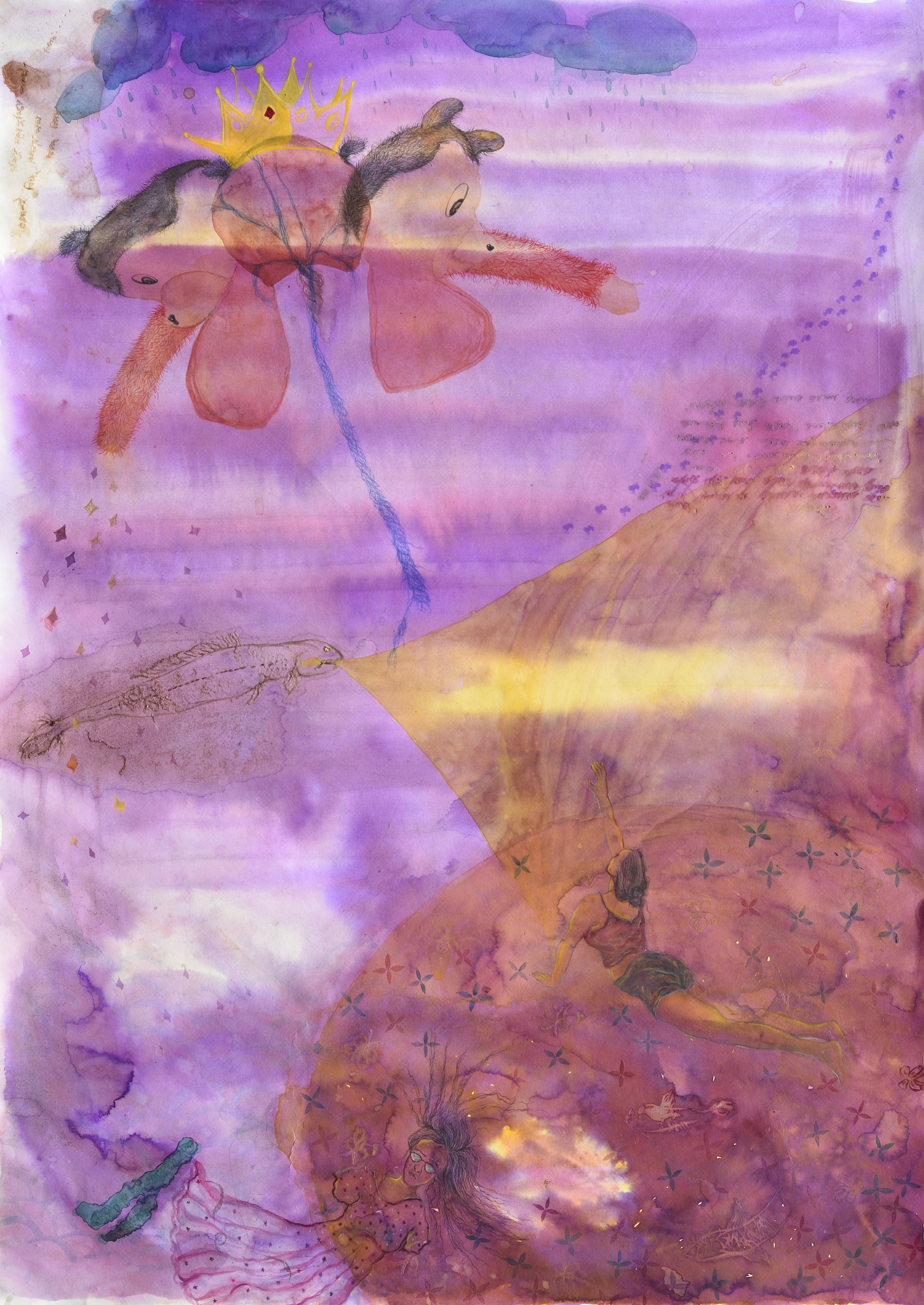 herd of sheep on road painting