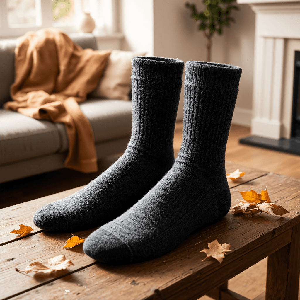 product photography of a pair of cozy socks