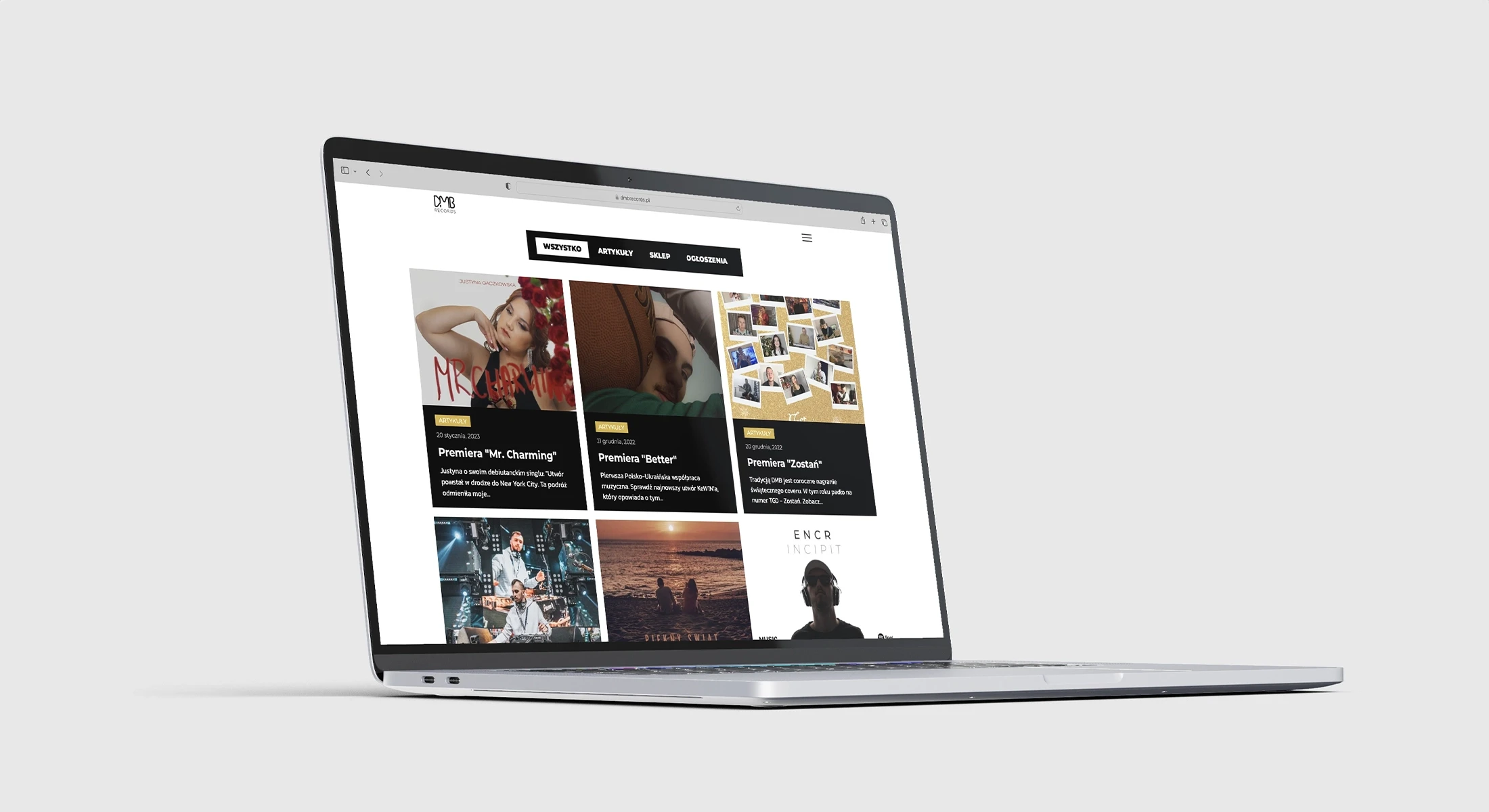 Strona internetowa DMB Records — podstrona z Newsami