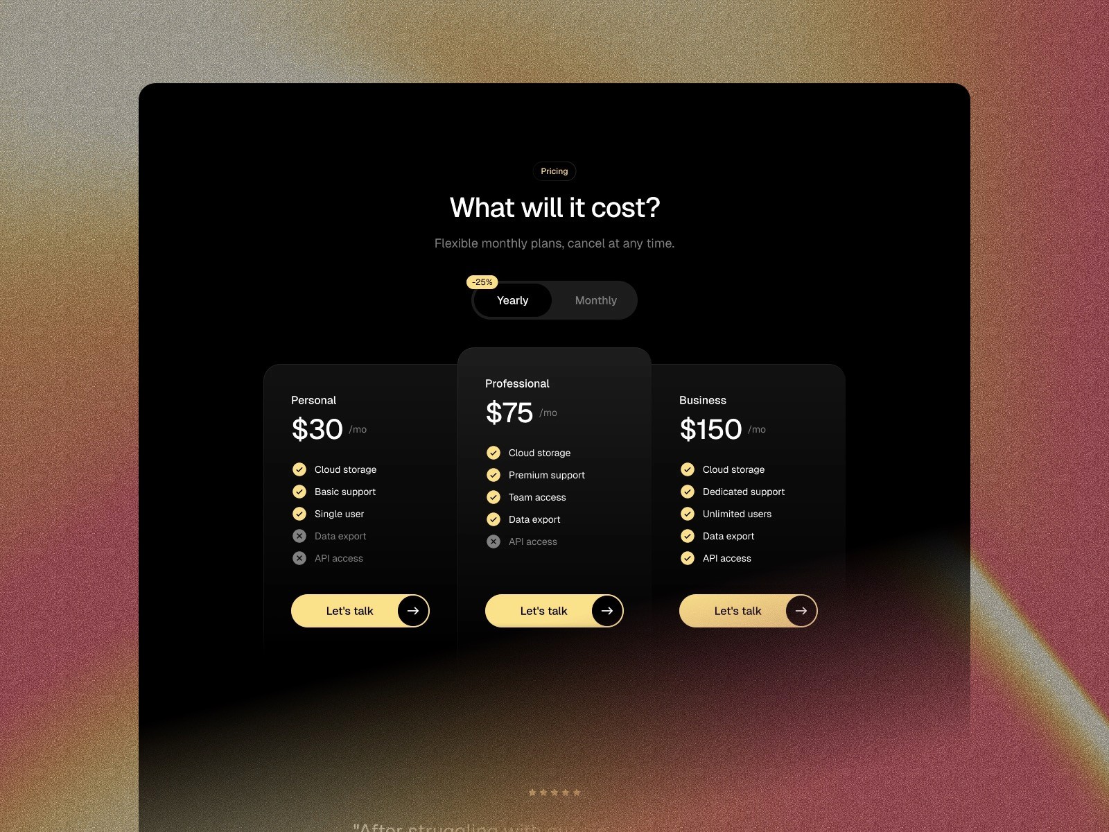 SaaS template Pricing