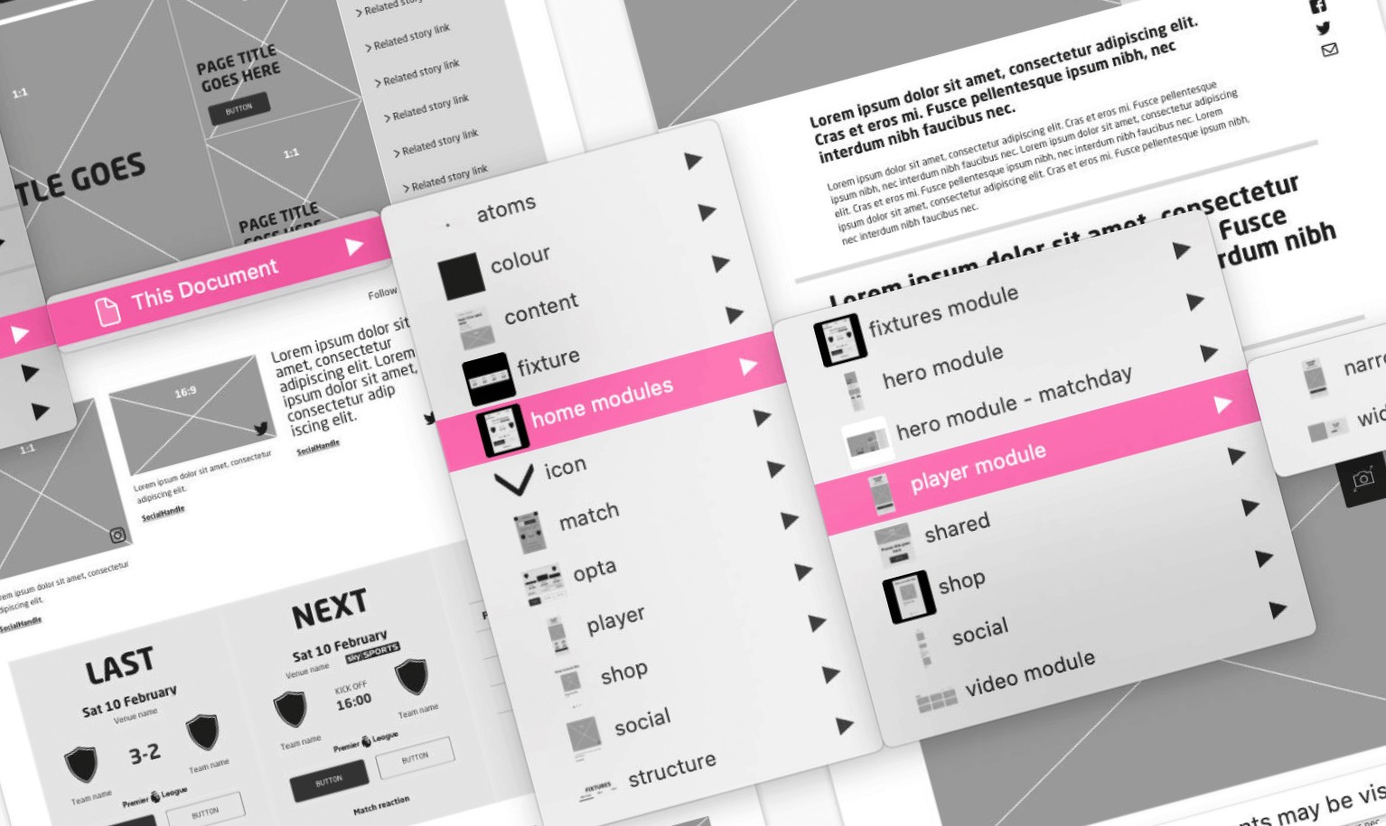 Screenshot of Playmaker pattern library I created in Sketch