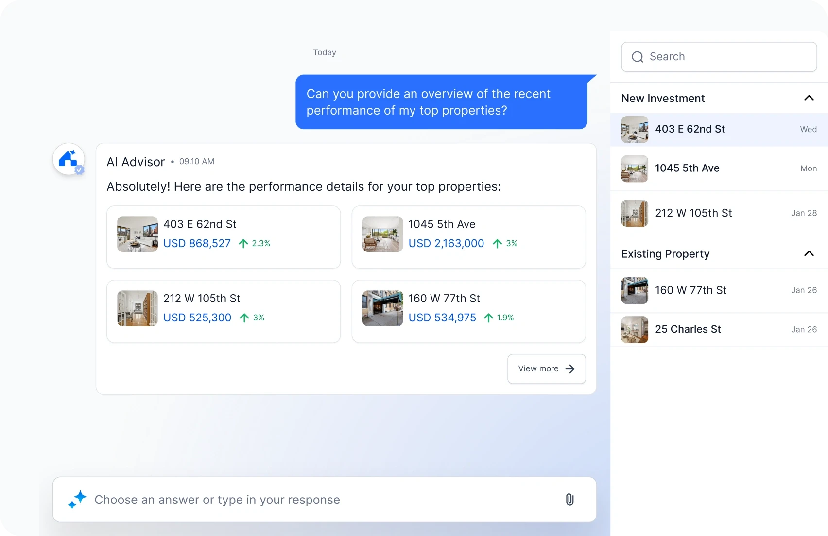 3 propery cards in a row