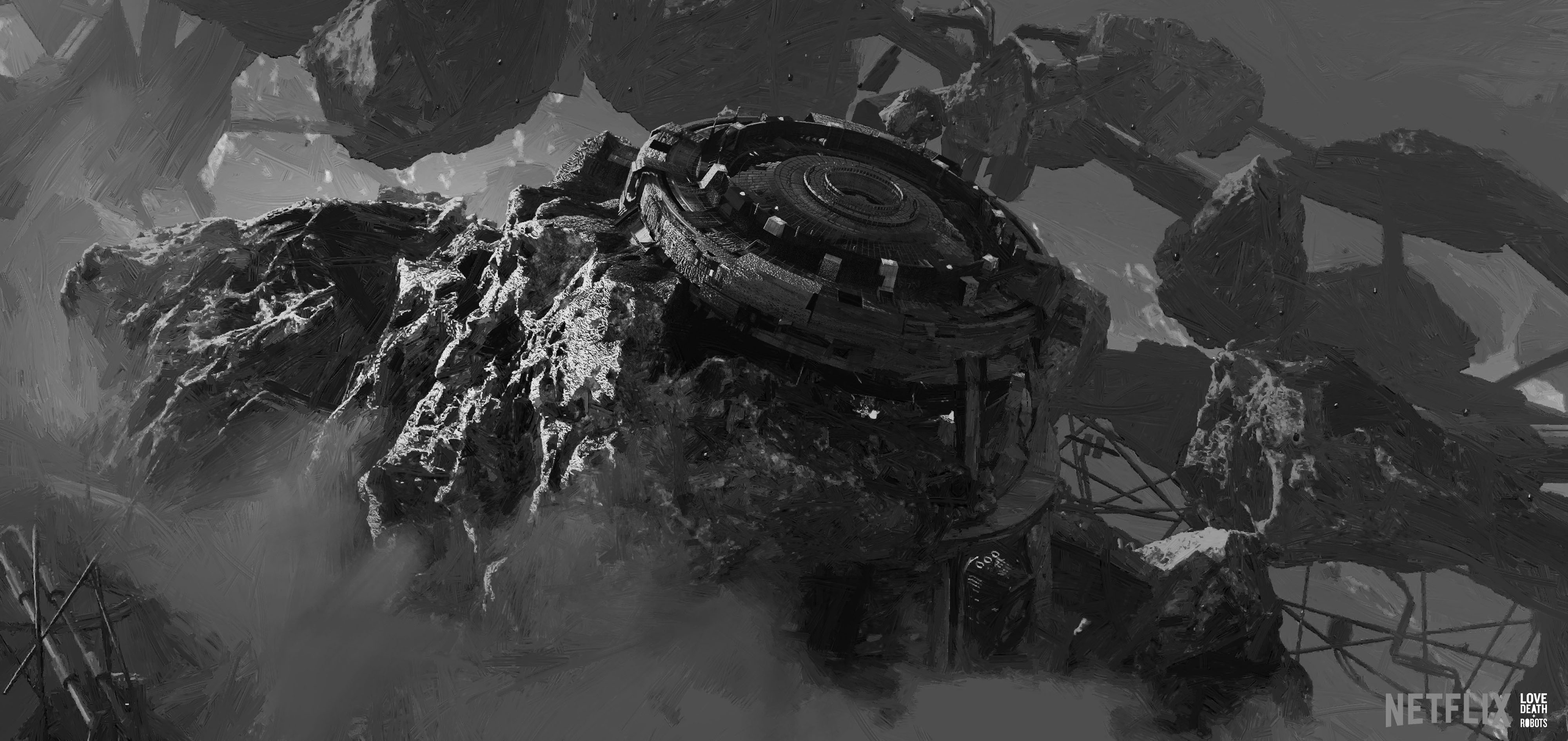 Spider-Rose world-building – environment concept supporting the story's unsettling tone