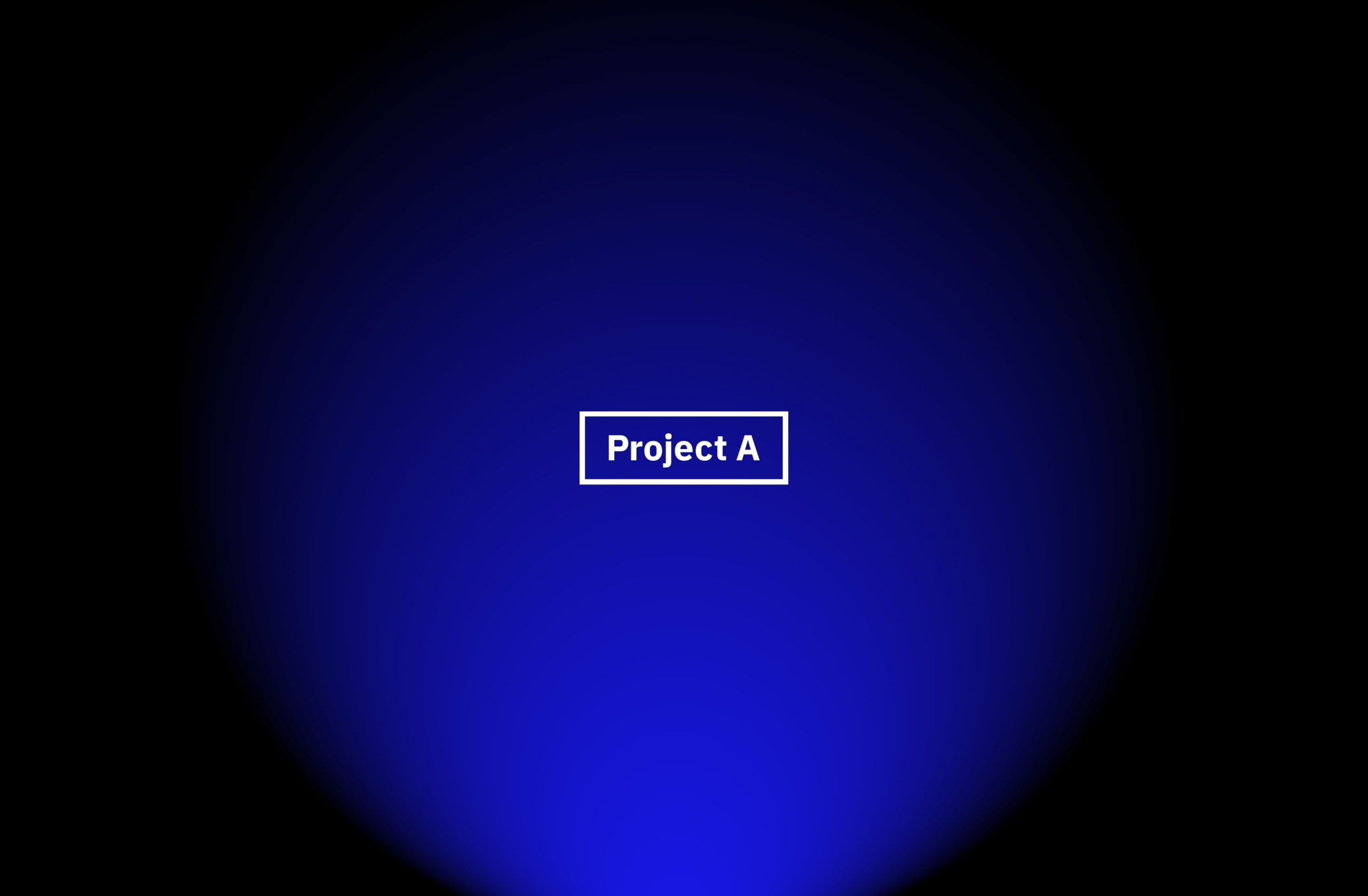 Logo for Project A featuring text in a minimalist design against a blue gradient background.