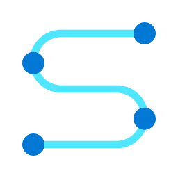 Icon representing the InspireXP Design Studio’s creative process, featuring a stylized blue ‘S’ shape connected by four circles, symbolizing different stages of development.