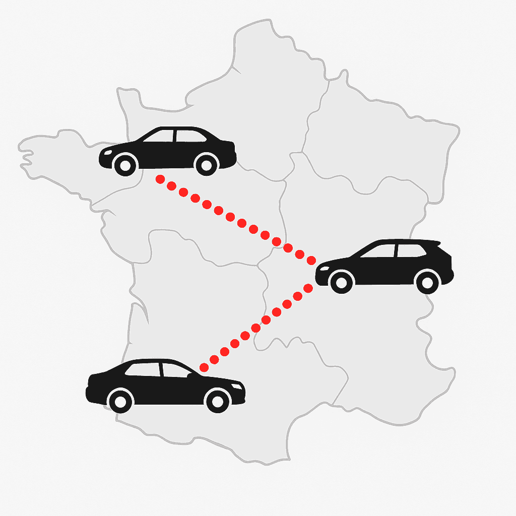 Illustration showing connected travel routes between destinations