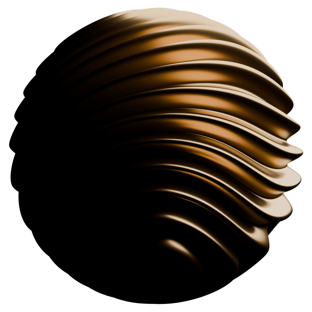 3D abstract golden sphere with layered wave texture, perfect for AI and fintech digital platforms
