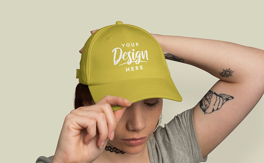 mockup of a teenager wearing a hat