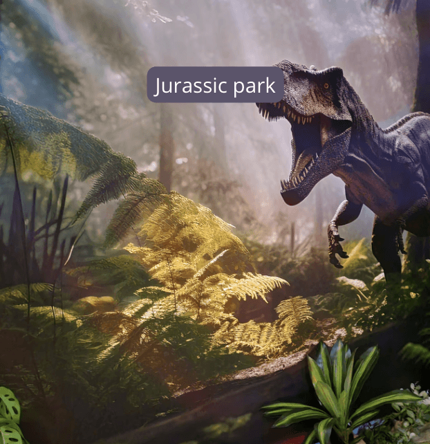Décor animation et scénographie immersive thème Jurassic parc pour soirée d’entreprise à Bordeaux