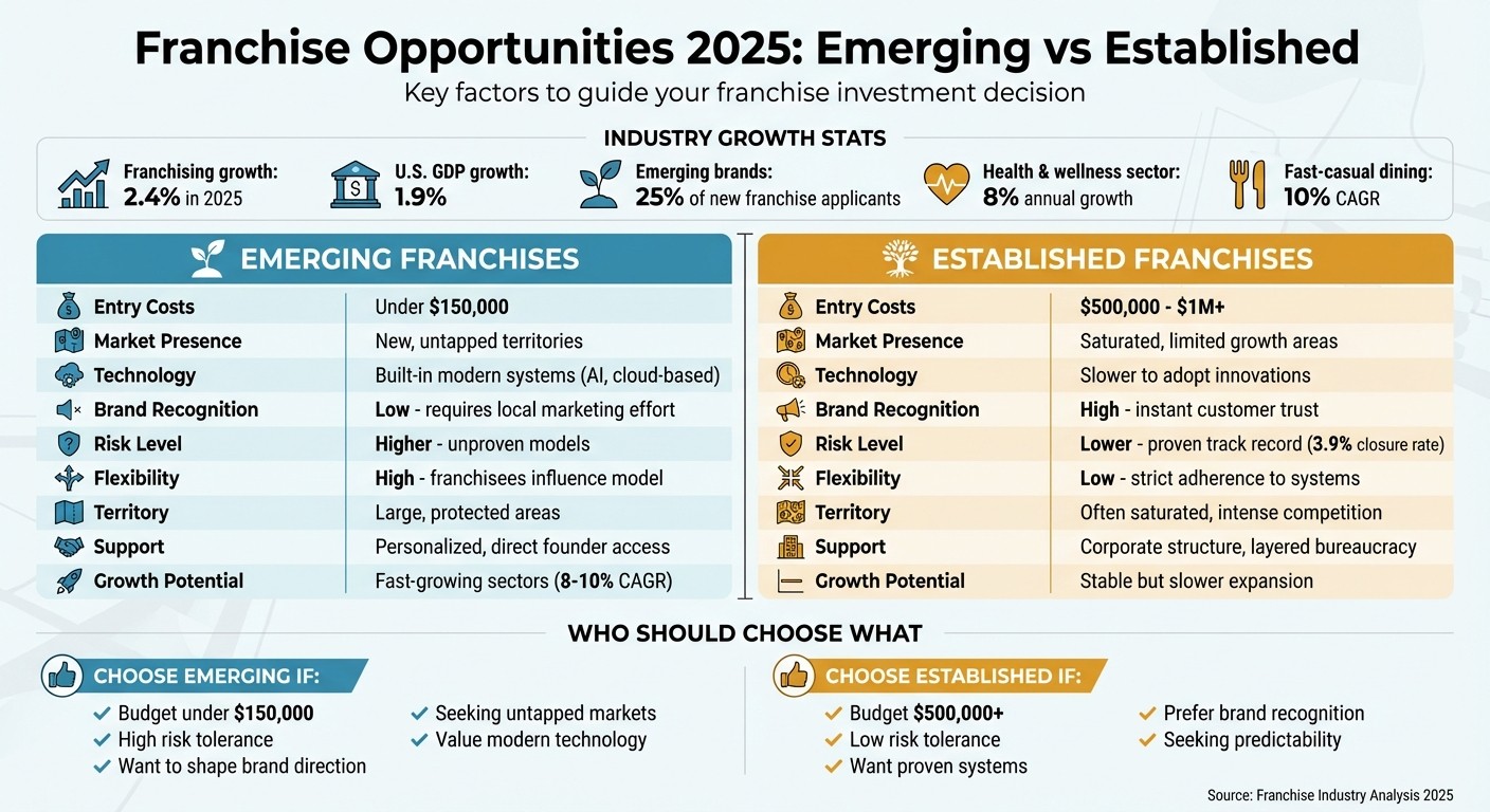 Emerging vs Established Franchises 2025: Cost, Risk & Growth Comparison