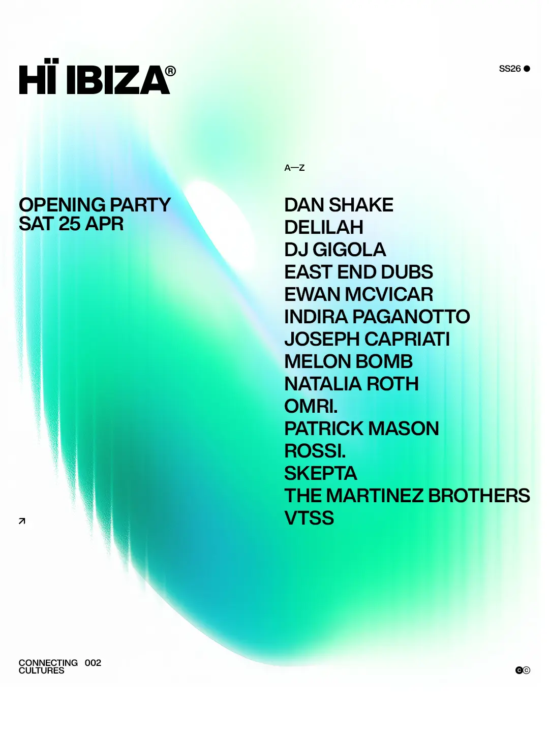 Hï Ibiza 2026 Opening Party full lineup poster. Credits : The Night League