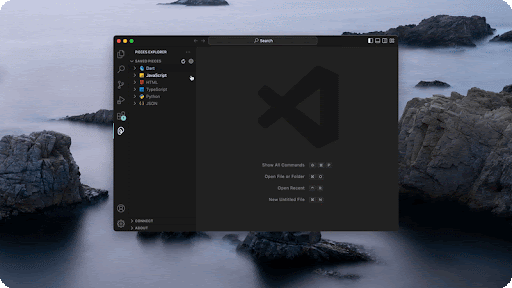 The reactive markdown preview in Pieces for VS Code.