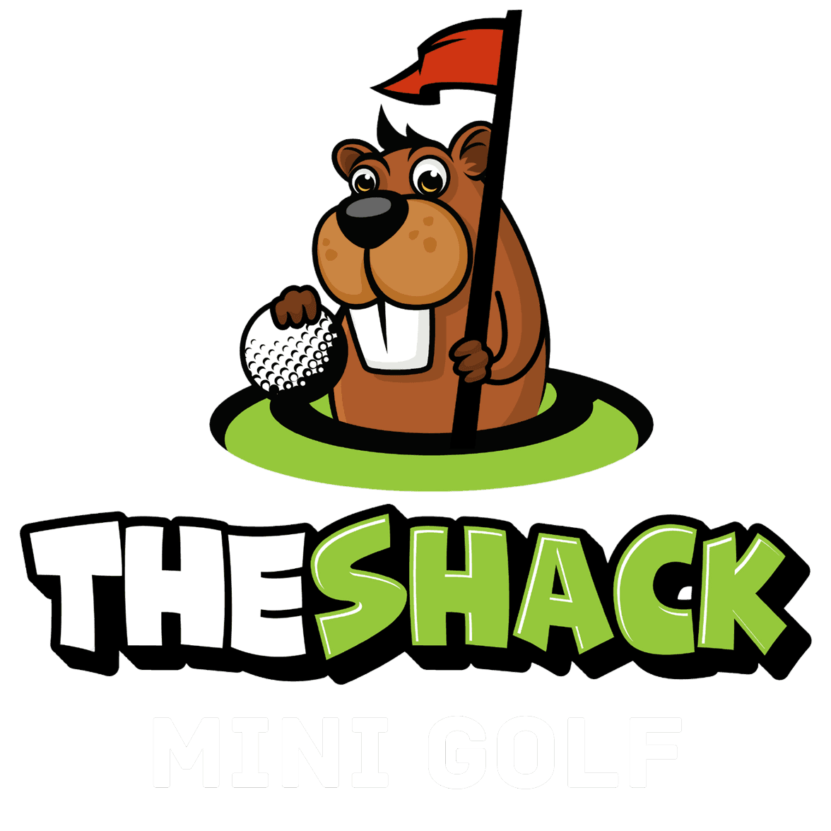 The Shack Mini Golf logo—partnering with Three Springs to support the Bowling Green community.