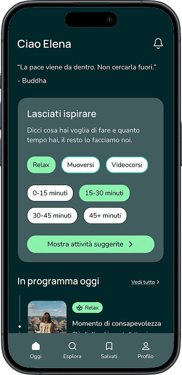 "Be inspired" function in the homepage