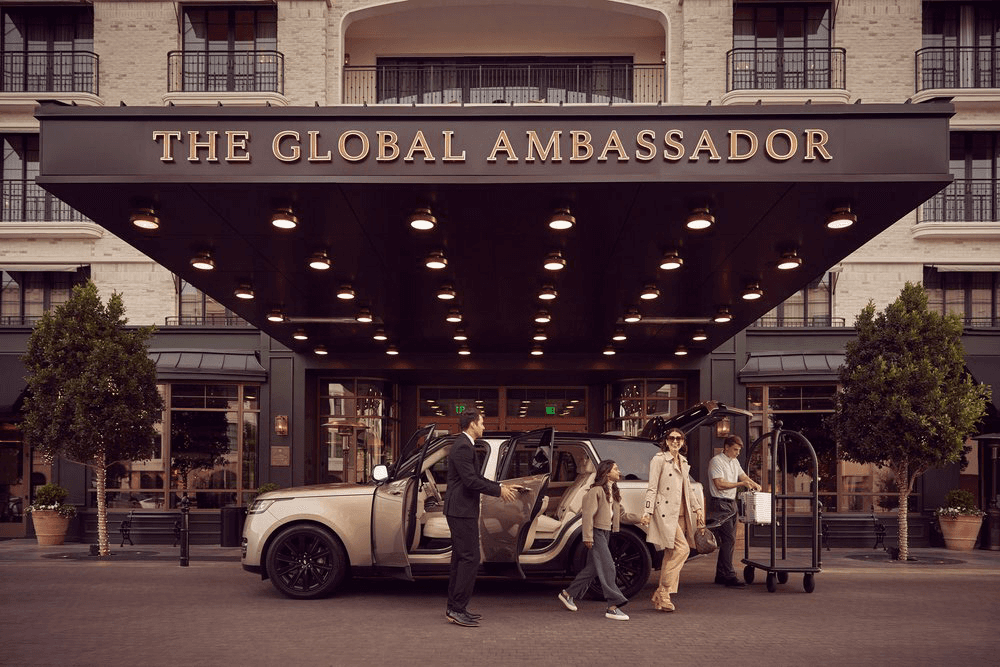 Guests arriving by Range Rover at The Global Ambassador hotel in Phoenix, Arizona Office of Tourism commercial still by Inquire
