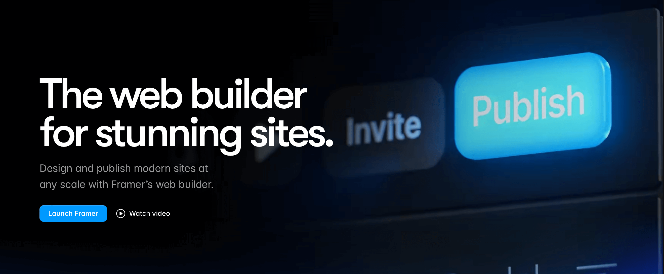 The new home page of the stunning website builder known as framer