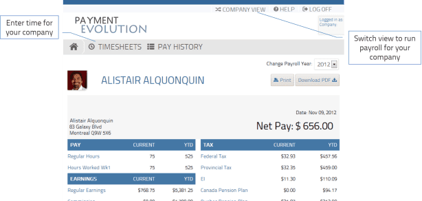 Payroll Manager dashboard