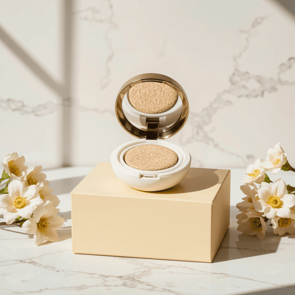product photography of box of cosmetic cushion foundation