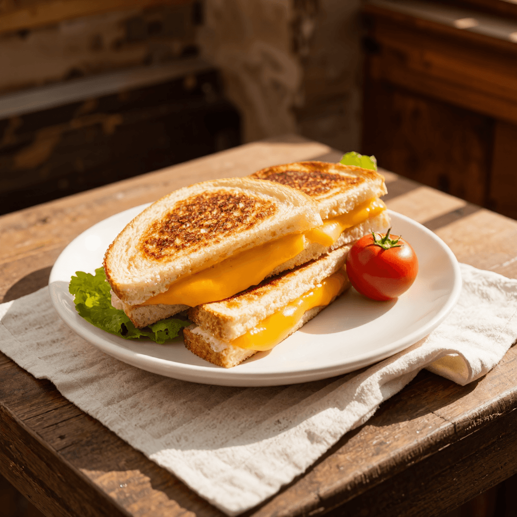 product photography of plate of grilled cheese sandwiches